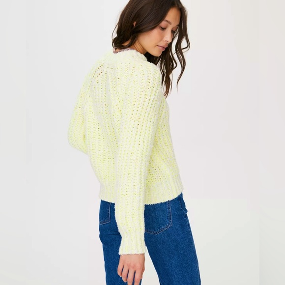 Aritzia Wilfred Confetti Chunky Knit Cropped Yellow Sweater size XXSmall - Picture 4 of 15